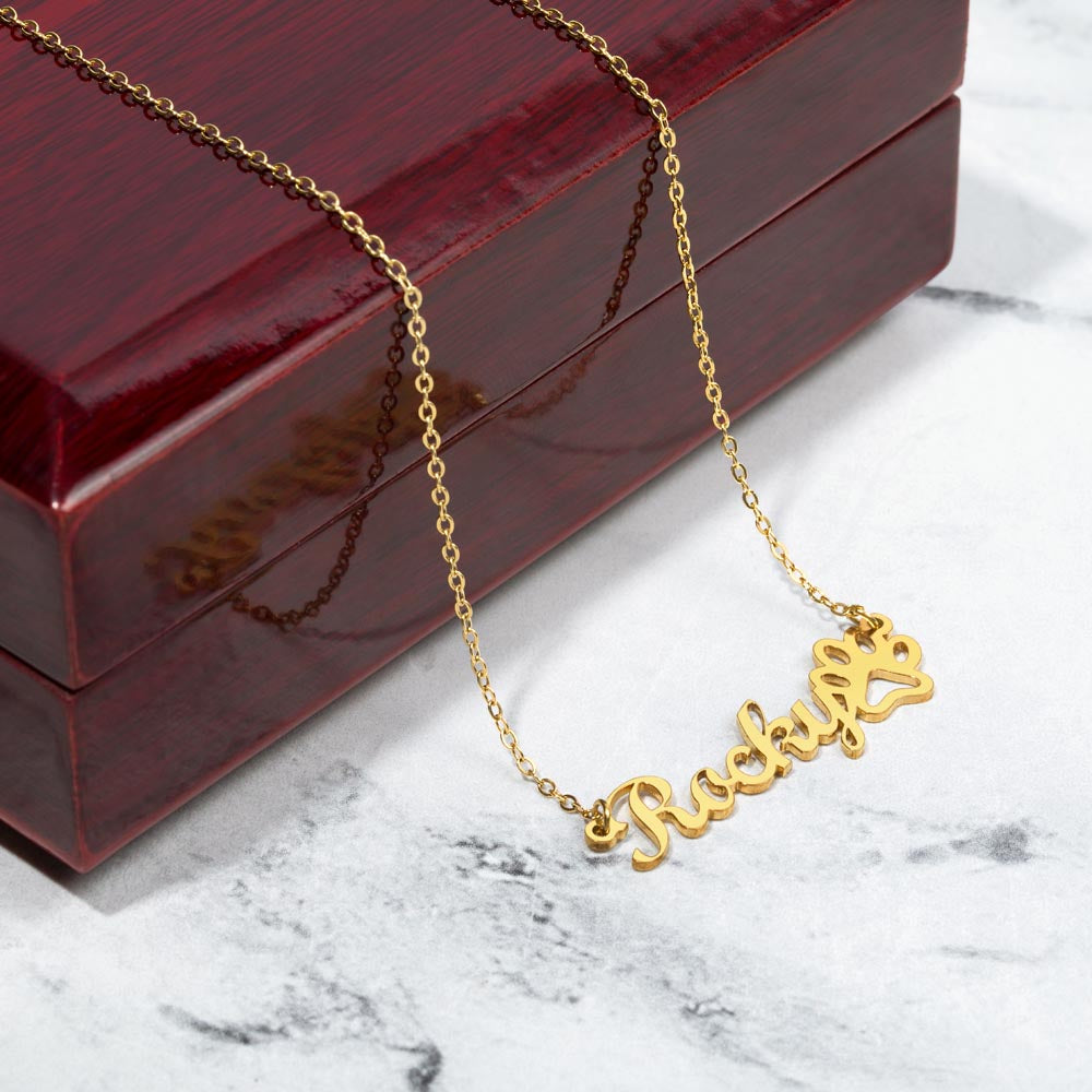 Forever Paws" Name Necklace