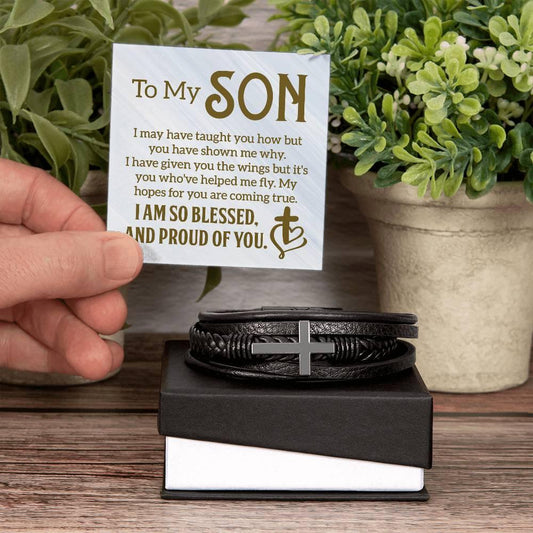 The "Faith & Protection" Men's Cross Bracelet To My Son
