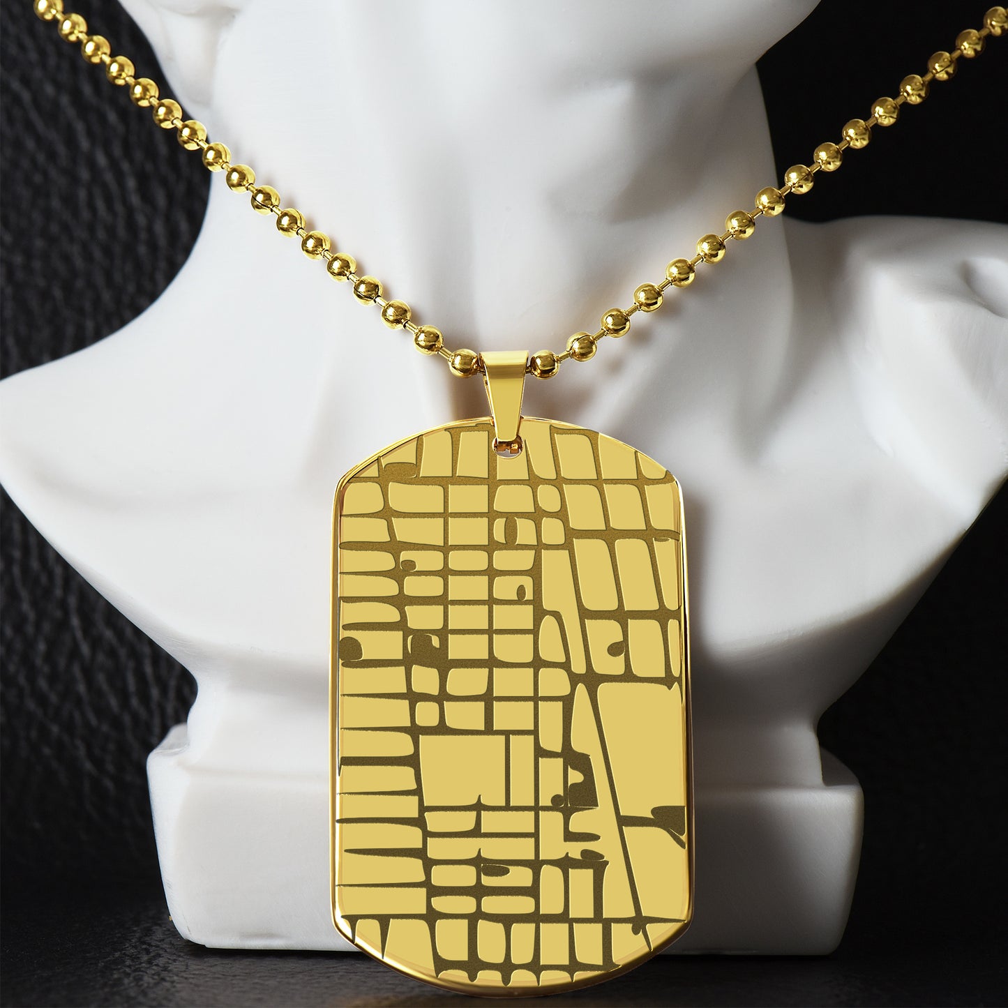 The "Unforgettable Coordinates" Engraved Dog Tag Map Necklace