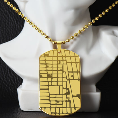 The "Unforgettable Coordinates" Engraved Dog Tag Map Necklace