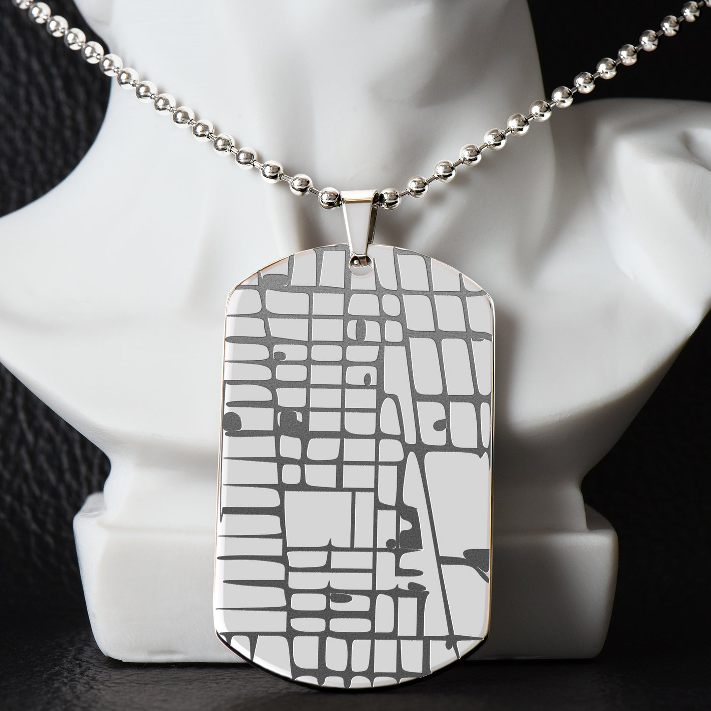The "Unforgettable Coordinates" Engraved Dog Tag Map Necklace