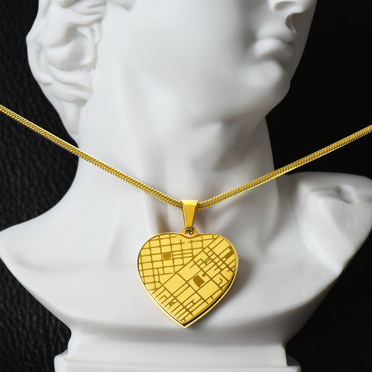 The "Where It All Began" Engraved Heart Map Necklace