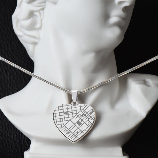 The "Where It All Began" Engraved Heart Map Necklace