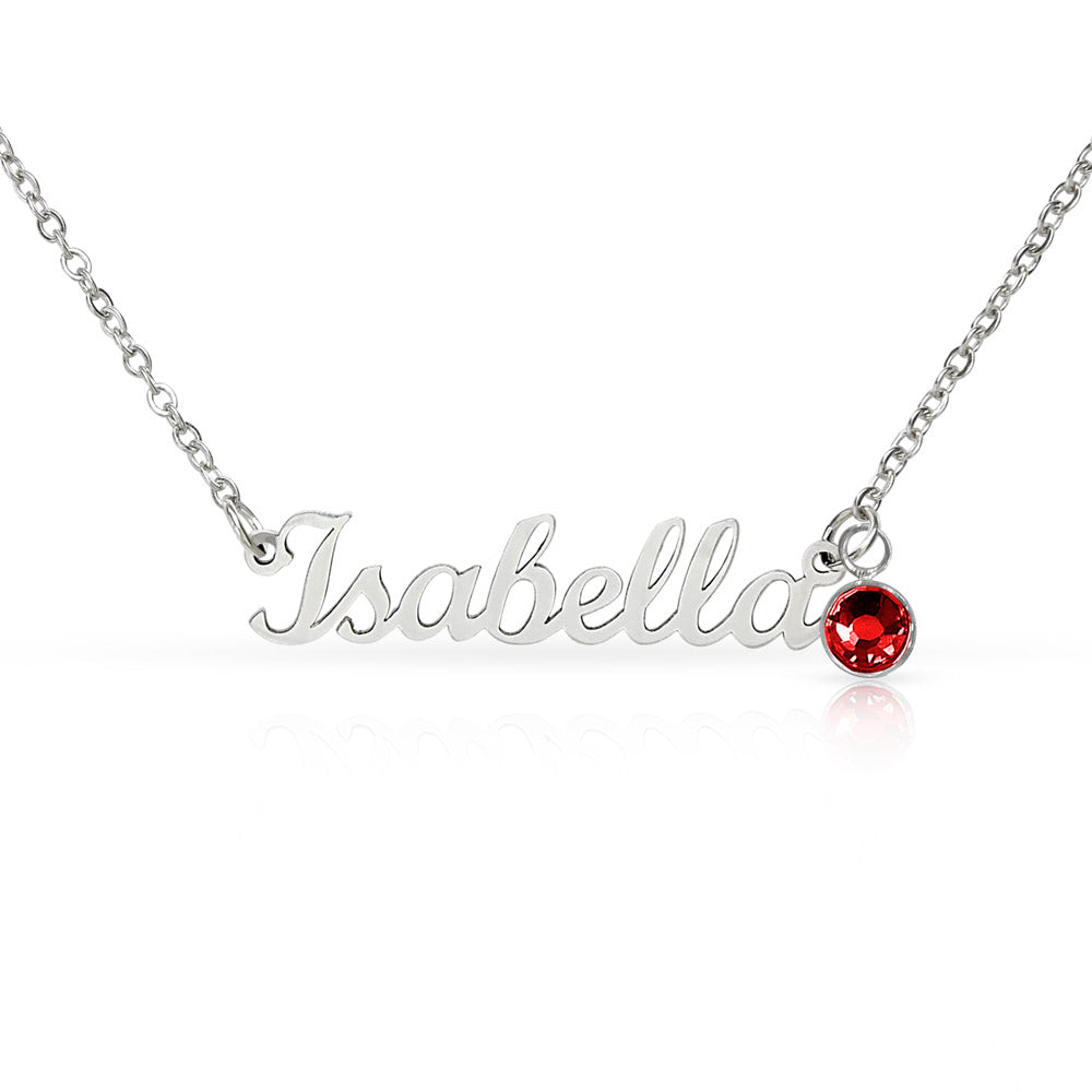 Message Card Custom Name Necklace with Birthstone