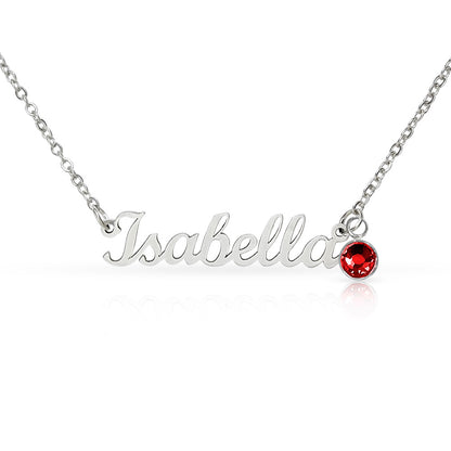 Message Card Custom Name Necklace with Birthstone