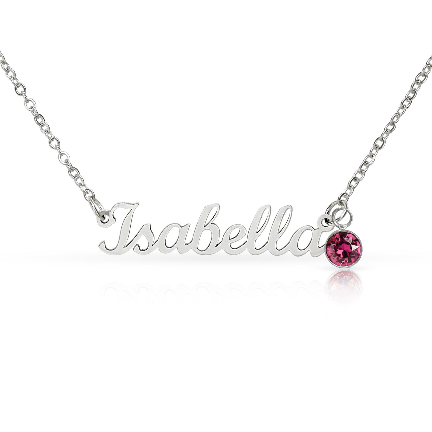 Message Card Custom Name Necklace with Birthstone