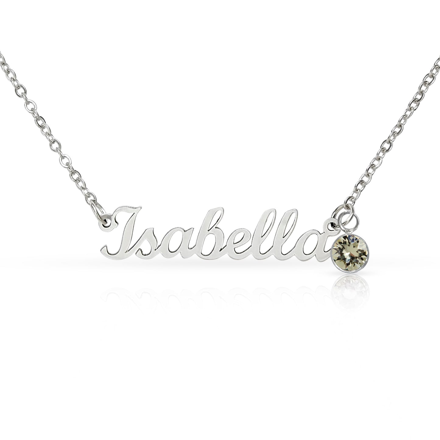 Message Card Custom Name Necklace with Birthstone