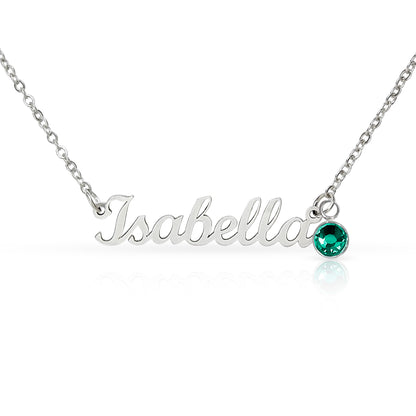 Message Card Custom Name Necklace with Birthstone