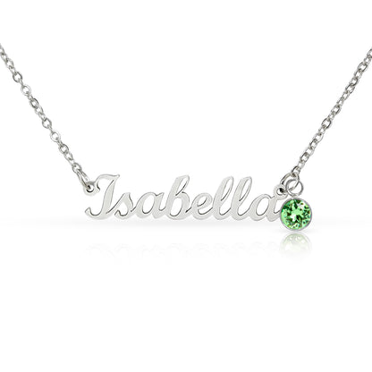 Message Card Custom Name Necklace with Birthstone