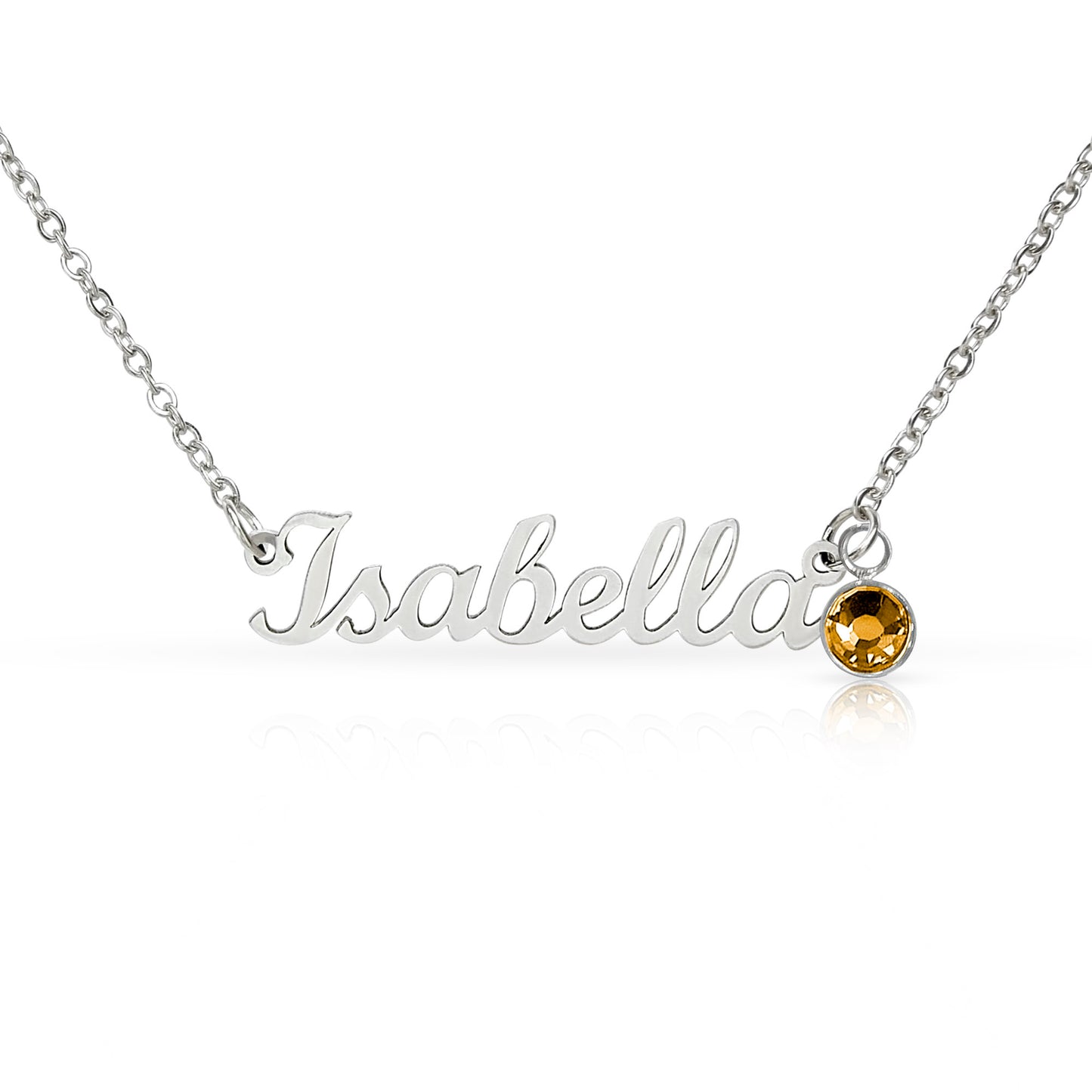 Message Card Custom Name Necklace with Birthstone