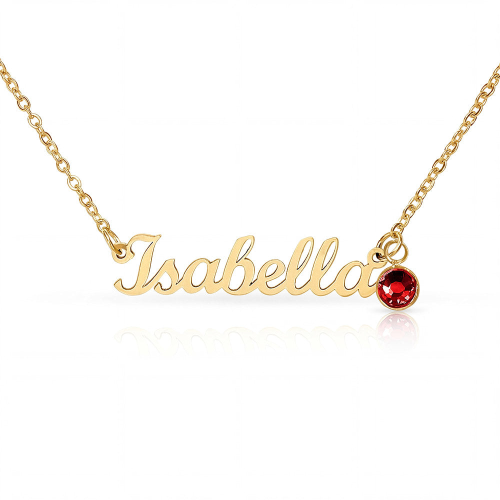 Message Card Custom Name Necklace with Birthstone
