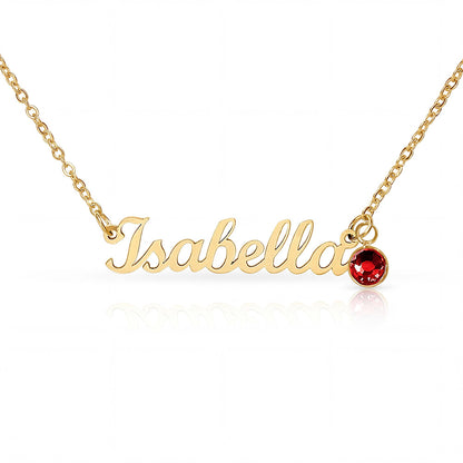 Message Card Custom Name Necklace with Birthstone