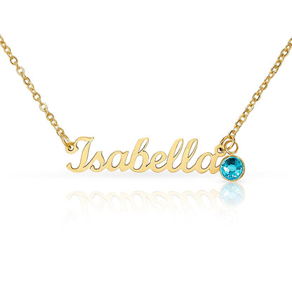 Message Card Custom Name Necklace with Birthstone
