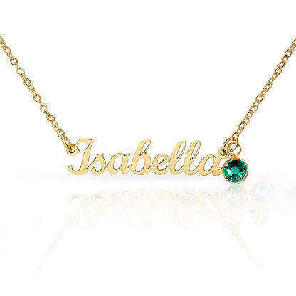Message Card Custom Name Necklace with Birthstone