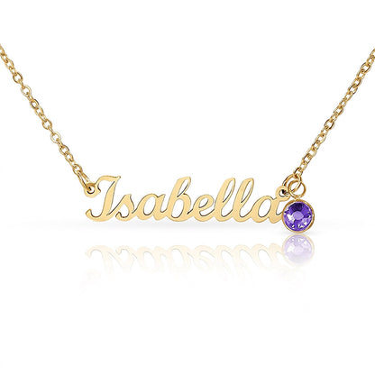 Message Card Custom Name Necklace with Birthstone