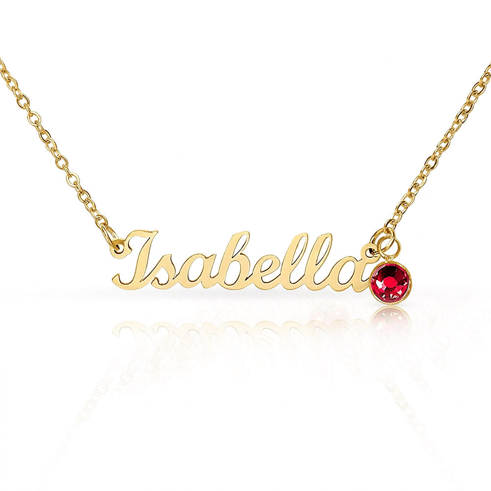 Message Card Custom Name Necklace with Birthstone