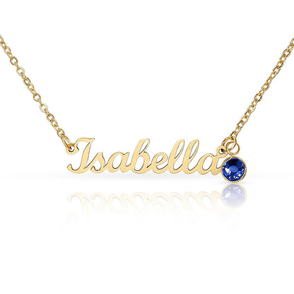 Message Card Custom Name Necklace with Birthstone