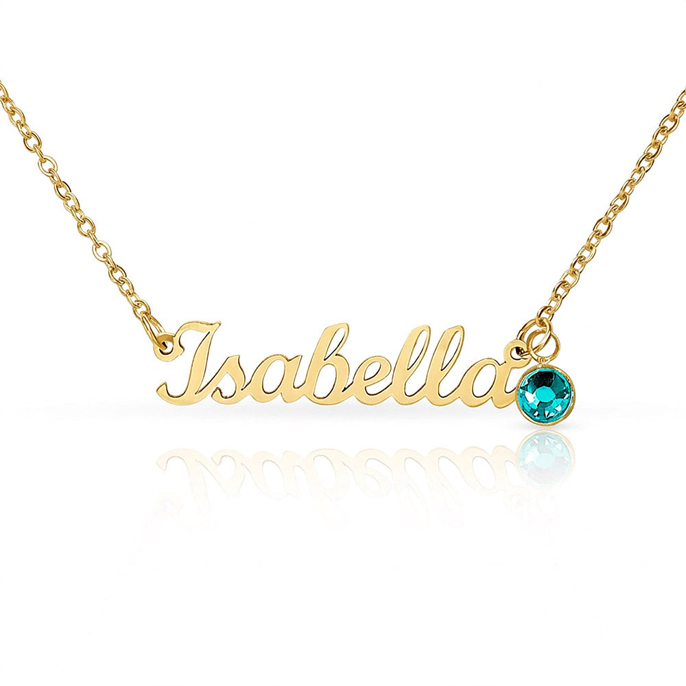 Message Card Custom Name Necklace with Birthstone