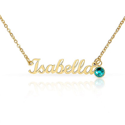 Message Card Custom Name Necklace with Birthstone