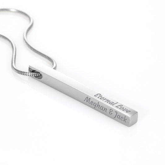 Engraved 4-Sided Stick Necklace