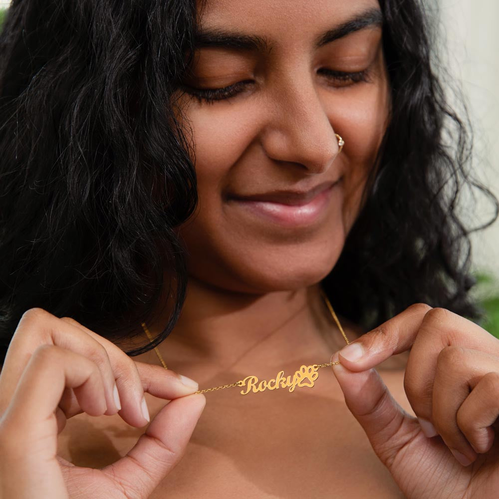 Forever Paws" Name Necklace