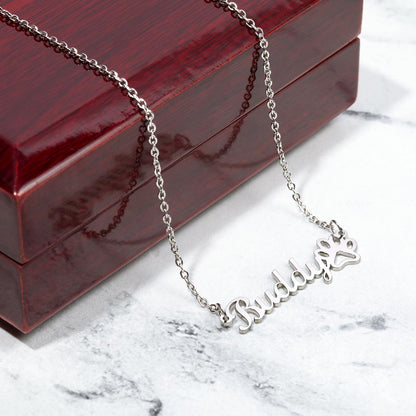 Forever Paws" Name Necklace