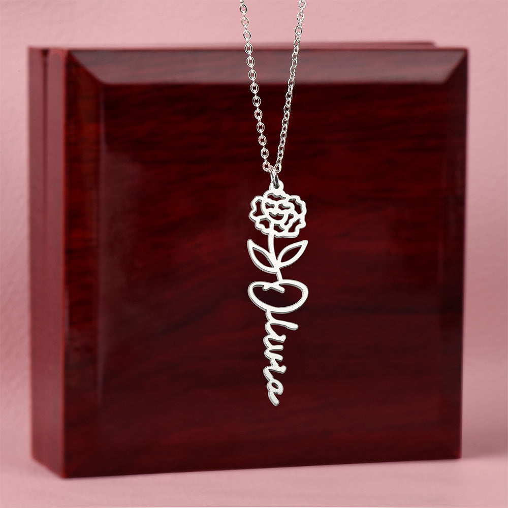 The "In Bloom" Personalized Birth Flower Name Necklace