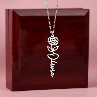 The "In Bloom" Personalized Birth Flower Name Necklace