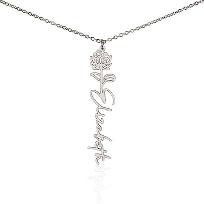 The "In Bloom" Personalized Birth Flower Name Necklace