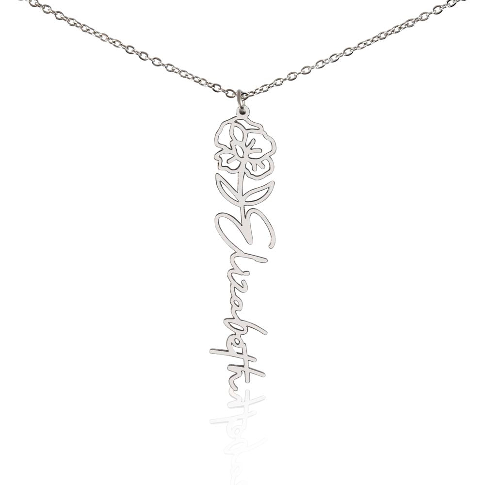 The "In Bloom" Personalized Birth Flower Name Necklace