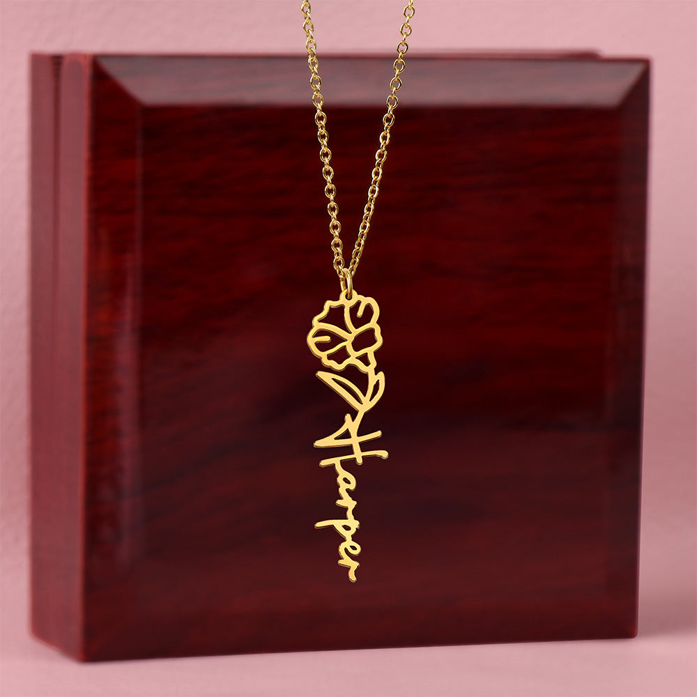 The "In Bloom" Personalized Birth Flower Name Necklace