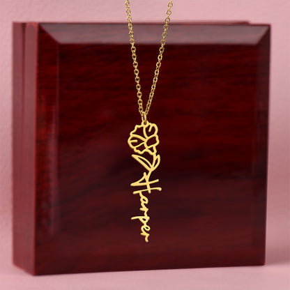 The "In Bloom" Personalized Birth Flower Name Necklace