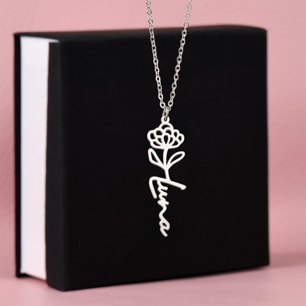 The "In Bloom" Personalized Birth Flower Name Necklace