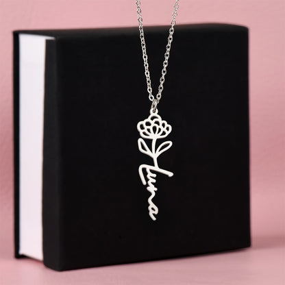 The "In Bloom" Personalized Birth Flower Name Necklace