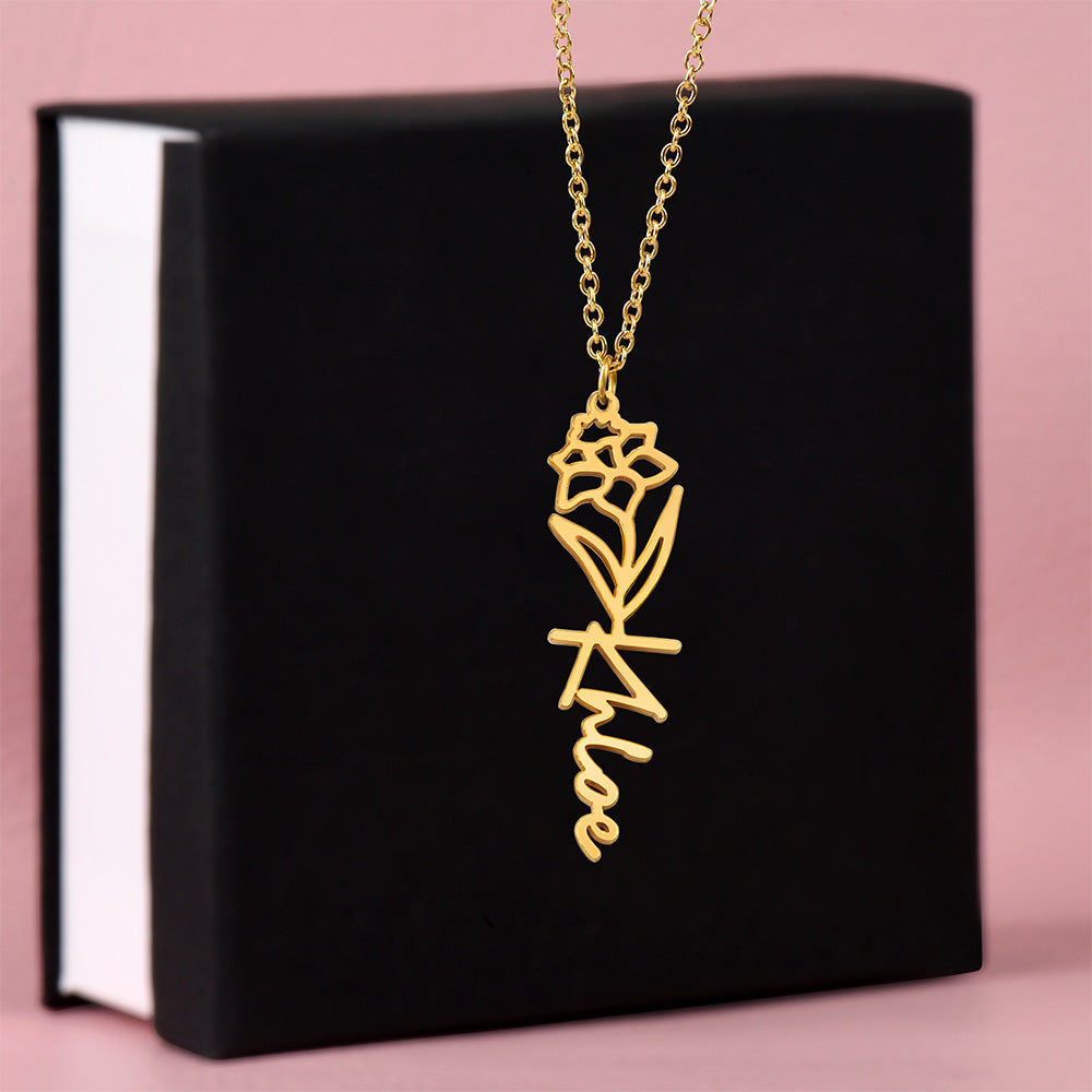 The "In Bloom" Personalized Birth Flower Name Necklace