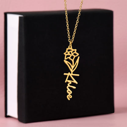 The "In Bloom" Personalized Birth Flower Name Necklace