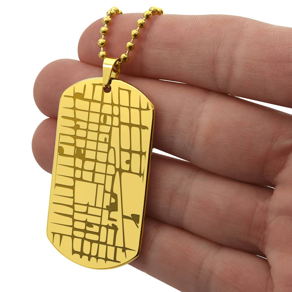 The "Unforgettable Coordinates" Engraved Dog Tag Map Necklace