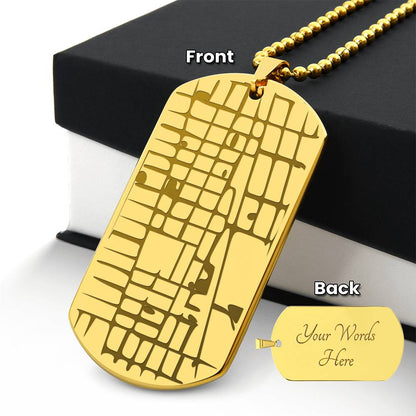 The "Unforgettable Coordinates" Engraved Dog Tag Map Necklace