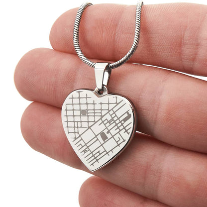  Engraved Heart Map Necklace