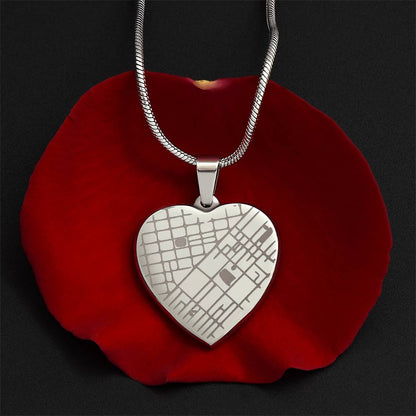  Engraved Heart Map Necklace