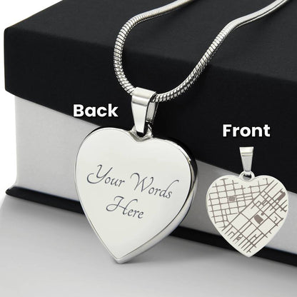  Engraved Heart Map Necklace