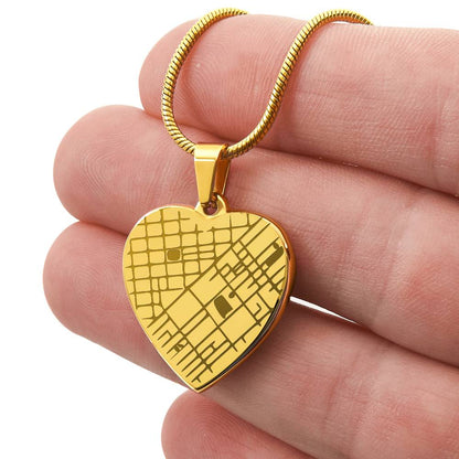  Engraved Heart Map Necklace