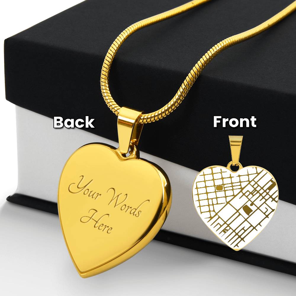  Engraved Heart Map Necklace
