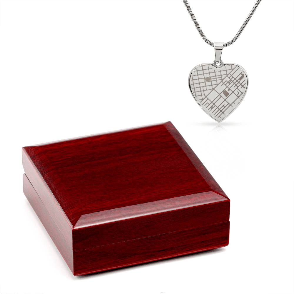  Engraved Heart Map Necklace