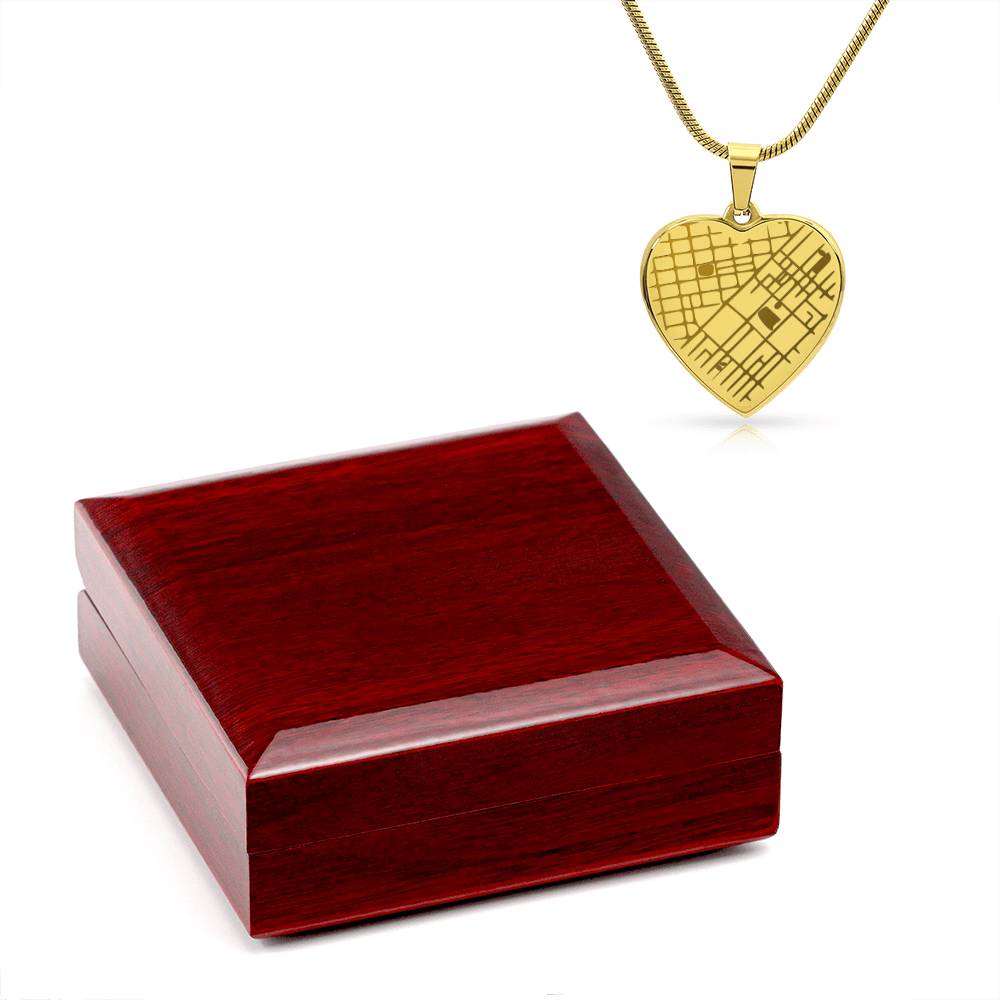  Engraved Heart Map Necklace